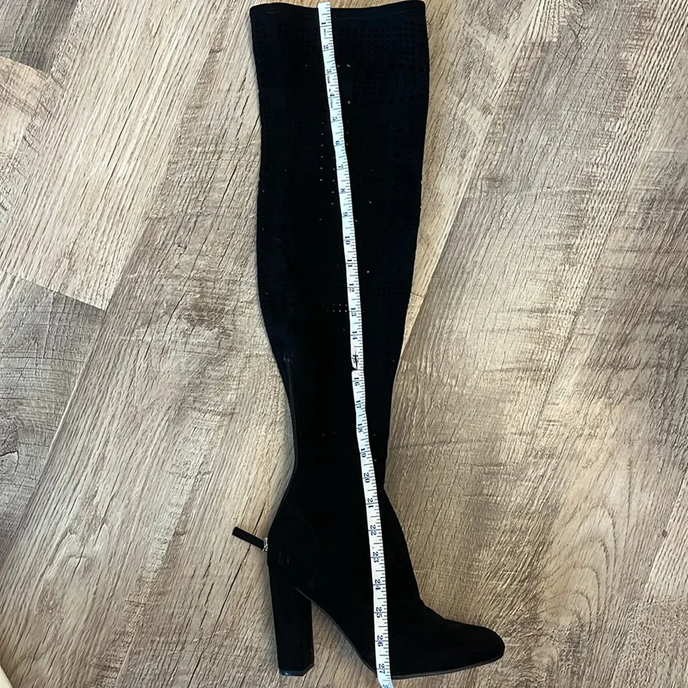 Steve Madden Eden Black Suede Cutout Over‎ the Knee Boots